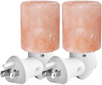 Grozon Natural Himalayan Crystal Salt Lamp with Wall Plug (UL-APPROVED), Amber Glow Night Light for Air Purifying (Column Stone) 2 PACK