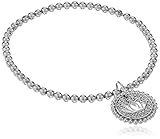 Sterling Silver White Diamond Stretch Bead Lotus Cut Out with Charm Bracelet