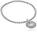 Sterling Silver White Diamond Stretch Bead Lotus Cut Out with Charm Bracelet