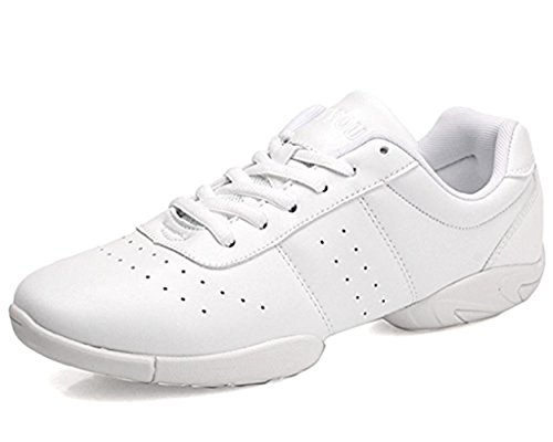 WUIWUIYU Womenâ€™s Girlsâ€™ Lace-Up Aerobics Gymnastics Cheerleading Dance Shoes Sport Training Sneakers White