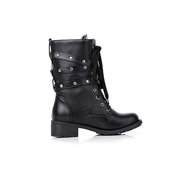 Yaloee-Womens-Black-Ankle-Boots-Buckle-Winter-Motorcycle-British-Style-Gothic-Punk-Low-Heel-Martin-Boots
