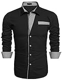 Coofandy Men's Long Sleeve Stripe Patchwork Casual Shirts
