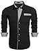 Coofandy Men's Long Sleeve Stripe Patchwork Casual Shirts