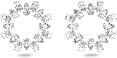 Swarovski Circular Earrings, White Crystal Earrings in a Rhodium Plated Setting, from the Millenia Collection