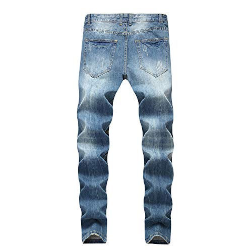 Classic Jeans Mens Casual Denim Pants Straight Ripped Hole Trousers Pants