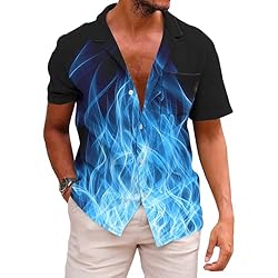 KYKU Flame Bowling Shirts for Men Hawaiian Shirt
