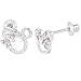 Rhodium Plated Pink Crystal Mouse Kids Safety Screw Back Baby Earrings