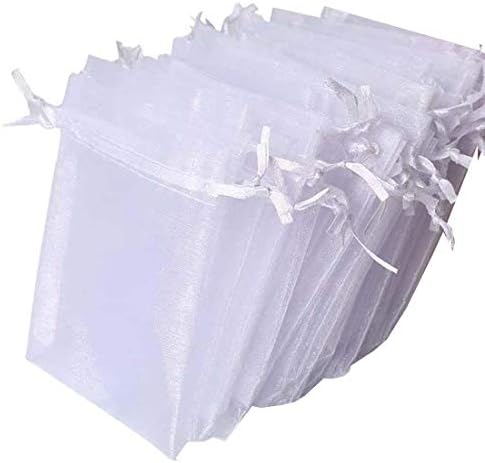 100 Pcs 5x7 inch Gift Wrap Bags, Organza Sheer Clear Tulle Fabric
