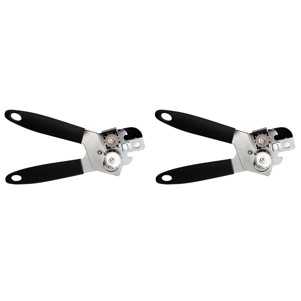 Home Connection 830040 22.5x6.5x6.5cm 3 in 1 Multifunctional Stainless Steel Can Opener,Black (Pack of 2)
