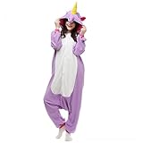 Adult Unisex Pajamas Unicorn Animal Kigurumi Pajamas Onesies Cosplay Party Wear (L, Purple)