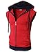 H2H Mens Casual Slim Fit Zip-up Hoodie Vest Lightweight Cotton With Double Slide Zipper RED US L/Asia XL (JNSK31)