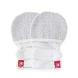 Goumimitts, Scratch Free Baby Mittens, Organic Soft Stay On Unisex Mittens, Stops Scratches and Prevents Germs - (Drops - Gray, 3-6 Months)