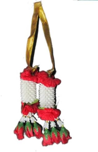 2 Pcs of Car Hanging Thai Red Rose Jasmine Garland /Size : 13"