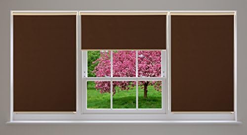 All Design's Blackout Room Darkening Polyester Roller Shade / Window Blinds with Looped Chain, 27" x 72" Brown Color