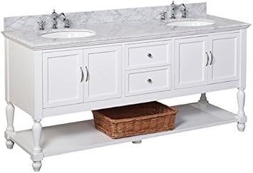 Beverly 72 Inch Double Bathroom Vanity Carrara White Includes