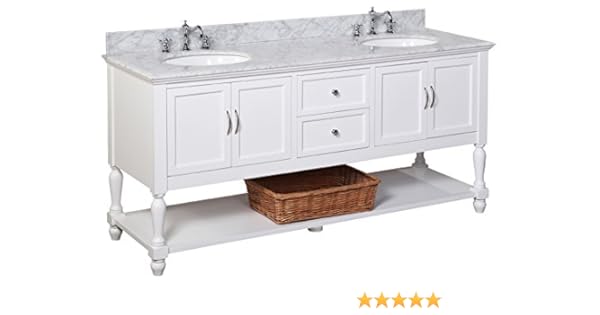 Beverly 72 Inch Double Bathroom Vanity Carrara White Includes