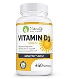 High Potency Vitamin D3 5,000 IU in Organic Olive Oil for Healthy Muscle Function, Bone Health and Immune Support | Non-GMO & Gluten Free | 1-Year Supply, 360 Mini Liquid Softgels