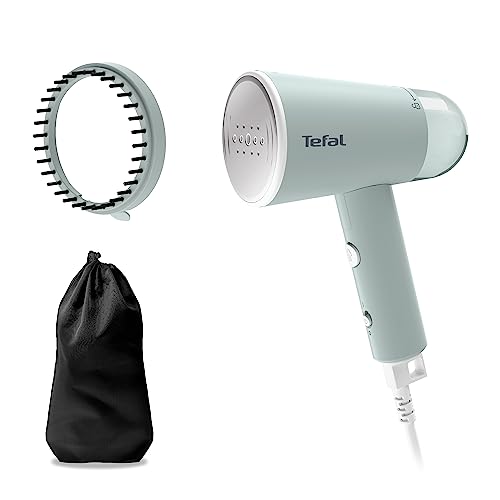 Tefal Origin Travel DT1034 Folding Steamer Ready to Use in 25 Seconds 20 g/Minute No Setting Needed Capacity 70 ml Accessories Included, White/Eucalyptus