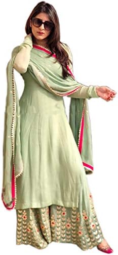 Ethnic Empire Georgette With Fully Embroidered Semi-Stitched Palazzo Suit