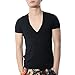 Zbrandy Men Deep V Neck T Shirts Low Cut Tee Shirts Fitted Vee Top Black XL