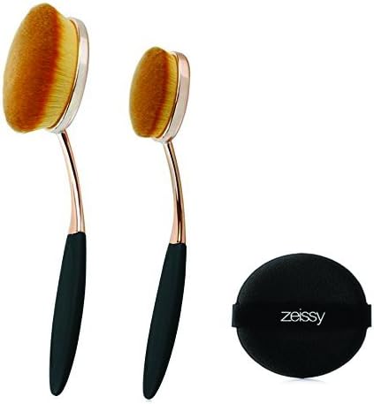 Gold Rose Oval Foundation Brushes Flawless Coverage Of Your Favorite Foundation And One Zeissy Sponge Puff ( Rose/Gold)