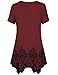 Summer Tops For Women Short Sleeve,Laksmi Asymmetrical Hem A Line Printed Casual Flow Tunic Shirts,Wine Large