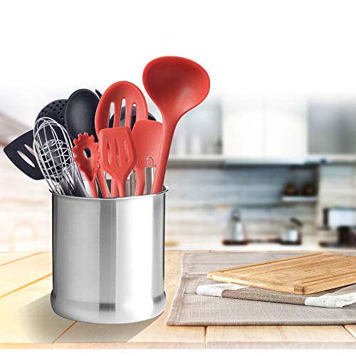 SZUAH Stainless Steel Utensil Holder, Large Capacity Kitchen Utensil Holder, Great for Large Cooking Tools, 7"X7"X7".
