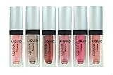 6 Matte Finish Pigment Lip Gloss set - Professional Grade Natural Color (Liquid Lipstick)