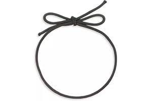WILD GREEN HORSE WGH Stretch Loops with Pre-Tied Bows, Elastic Cord Ribbon, Gift Box Bows, Elastic Ribbon String for Gifts, Box, Craft, Bags - Pack 50 Units - Black Matte (6", Black)