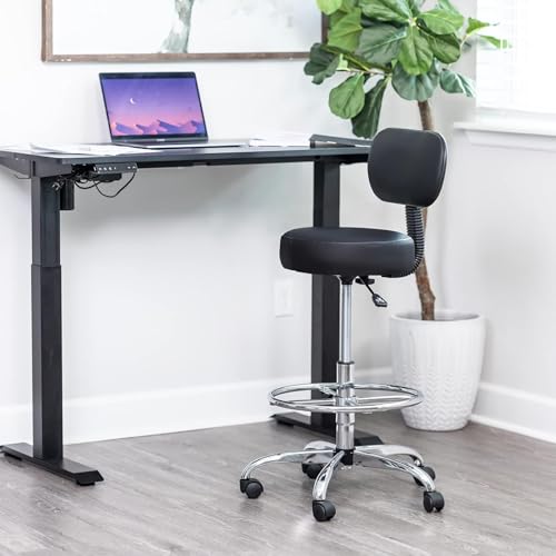 Drafting Chair with Backrest, Adjustable Footrest Rolling Stool with Wheels, Swivel Stool for Office Spa Studio Lab Counter Salon Work, Black 60 * 60 * 113Cm