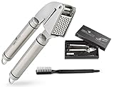 Chef 's Character Professional Stainless Steel Garlic Press and Brush Set