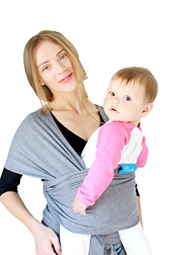 Cuddler Baby Wrap Carrier Newborn to Toddler up to 35 lbs. Available in Plus Size and in Multiple Colors (Grey, Regular) Free Pacifier Clips Included