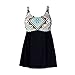LJF Women's Retro Vintage Patchwork Plus Size Push Up Swim Dress Bathing Suit(FBA)