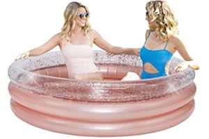 Poolcandy Inflatable Sunning Pools for up to 3 Adults (Rose Gold with Glitter Inflatable Sunning Pool)
