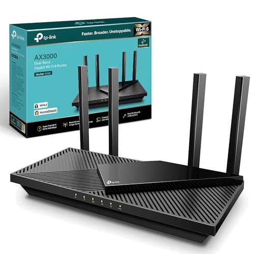 TP-Link Archer AX55 AX3000Mbps WiFi 6 Router, WiFi Router, Gigabit Ports, Internet Booster, WiFi Booster, Ultra-Low Latency, 160MHZ Bandwidth, EasyMesh, WPA3, Ideal for Gaming, Compatible with Alexa