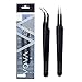 Anti Static Black Stainless Steel Tweezers - Set of 2 - For Eyelash Extensions and Ingrown Hair Removal