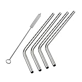 MIU COLOR® Reusable Drinking Straws - Washable NON-TOXIC Stainless Steel and Set of 4, including a straw clean brush