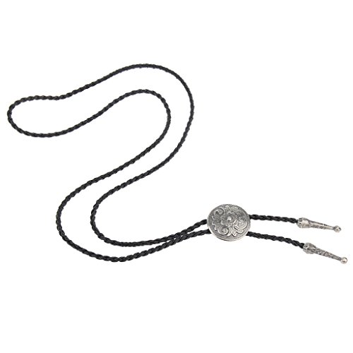 AZORA Western Cowboy Bolo Tie Men Silver Celtic Flower Leather Necktie Rope Cord Pendant Necklace Braided Jewelry for Men Kids Boy Girl ... - Thumbnail 2