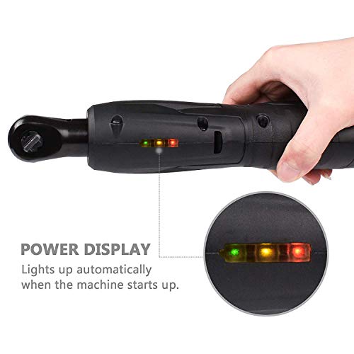 Electric Ratchet Wrench, HAWKFORCE Cordless 3/8 Inches Air Ratchet Tool Set Variable Speed Trigger with 12V Lithium-Ion Battery, Charger Kit and 16 PCS Wrench Sockets