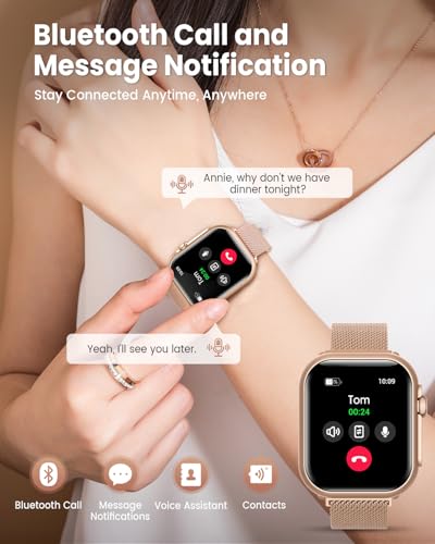 Smart Watch for Women for iPhone Android: 1.85"Smartwatch with Make/Answer Call Sleep Heart Rate SpO2 Blood Pressure Monitor IP68 Waterproof 120+Sport Mode Fitness Tracker 1000mAh Battery 2Bands Pink
