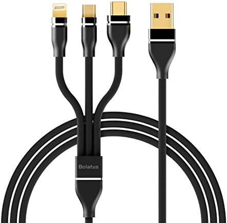 Bolatus Z-Series Multi Charging Cable 3-1 Multiple Devices Phone Connector Universal Charger Cord Adapter Compatible with Cell Phone Tablets (Black, 4FT-1Pack)
