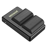 Neewer LP-E6 LP-E6N Battery Rechargeable Battery Charger Set for Canon 5D Mark II III IV, 5Ds, 6D, 70D, 80D and More (2-Pack 2000mAh Camera Batteries,Versatile Charging Option with USB) Black