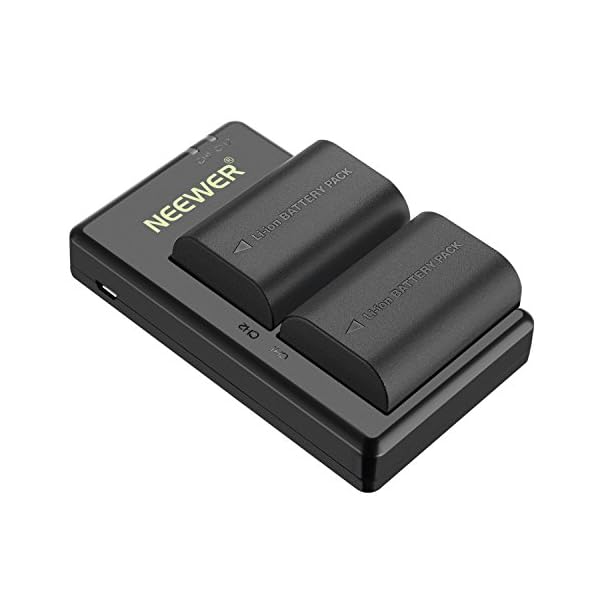 Neewer LP-E6 LP-E6N Kamera Ersatzakku für Canon, 2-Pack 2000mAh Batterie Ladegerät Set für EOS 7D Mark II/5D Mark IV/5D Mark III/70D/5DS/5DS R/5D Mark II/6D/7D/80D/60D usw. (Schwarz)