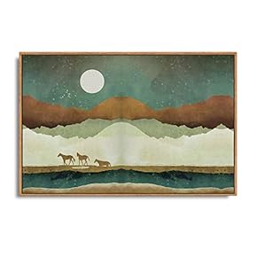 Framed Canvas Home Artwork Decoration Abstract Mountain Nature Scenery Canvas Wall Art for Living Room, Bedroom - 16x24 inches
