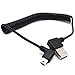 Coiled Mini USB Cable - Aggice Right-Angle 90 Degree USB 2.0A to Mini USB Male 150cm 5ft Spring Coiled Cable for Mobile Phone, Tablet etc (Right angle Mini USB) ¡­