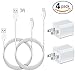 Wall iPhone Charger Adapters with 2x3FT White Lightning to USB Cables <4 Pack> for iPhone 7/7 plus/6/6s /6 plus/6s plus, iPhone 5/5c/5s/SE, iPad, iPod by MolecularCells