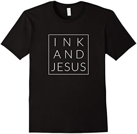Mens Ink and Jesus, Minimal Tattooed Christian Tshirt Medium Black