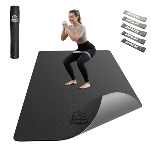 HAPBEAR Yogamatte XXL - 183cmx91cmx6mm Dicke, Extra Groß Rutschfest Breit Yoga Matte, Gymnastikmatte Sportmatte Fitnessmatte, TPE Matte Trainingsmatte, Inklusiv