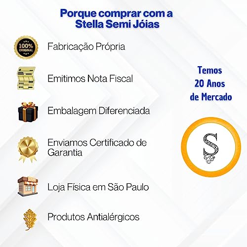 Colar Terço Rosário com Cruz Semi Joia Banhado Ouro 18k - Religioso Católico - Corrente 45cm - Antialérgico - Presente Feminino - Stella Semi Joias