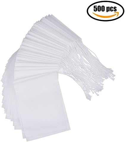 500 Pcs Disposable Drawstring Tea Filter Bags,Empty Paper Tea Bags for Herb &amp; Tea Loose Leaf,5 x 7cm/1.95 x 2.75inch